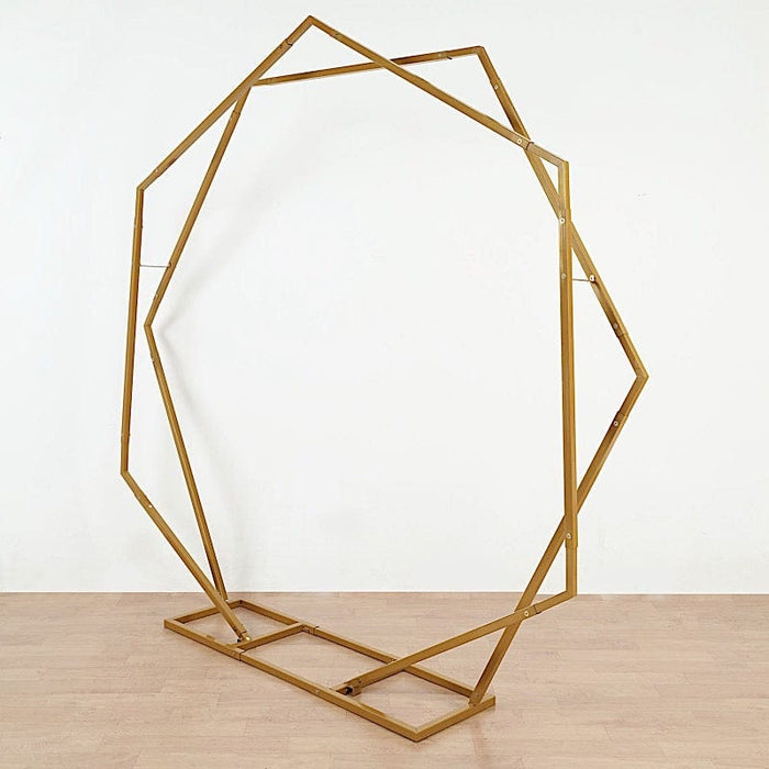 8 ft Dual Geometric Shape Metal Wedding Arch Backdrop Stand - Gold BKDP_STND_GEO1_GOLD