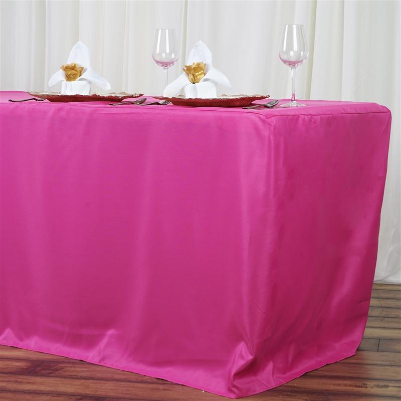 8 ft Fitted Polyester Tablecloth 96" x 30" x 30" - Fuchsia TAB_FIT8_FUSH