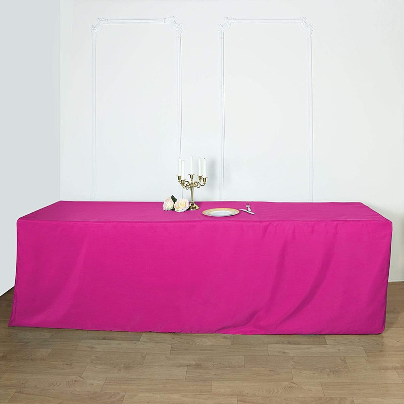 8 ft Fitted Polyester Tablecloth 96" x 30" x 30" - Fuchsia TAB_FIT8_FUSH
