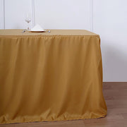 8 ft Fitted Polyester Tablecloth 96" x 30" x 30" - Gold TAB_FIT8_GOLD