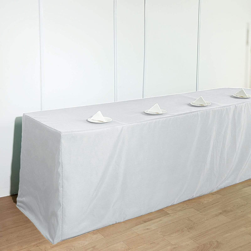 8 ft Fitted Polyester Tablecloth 96" x 30" x 30" - Ivory TAB_FIT8_IVR