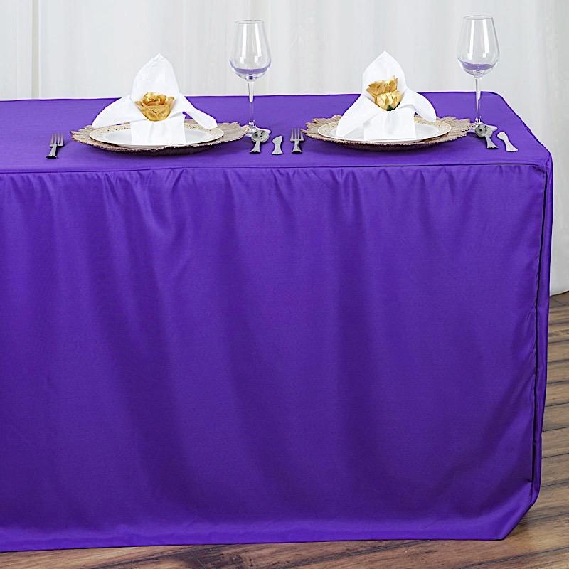 8 ft Fitted Polyester Tablecloth 96" x 30" x 30" - Purple TAB_FIT8_PURP
