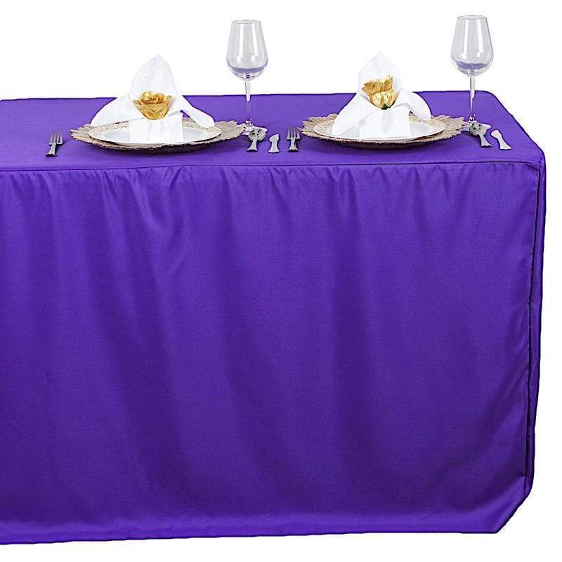 8 ft Fitted Polyester Tablecloth 96" x 30" x 30" - Purple TAB_FIT8_PURP