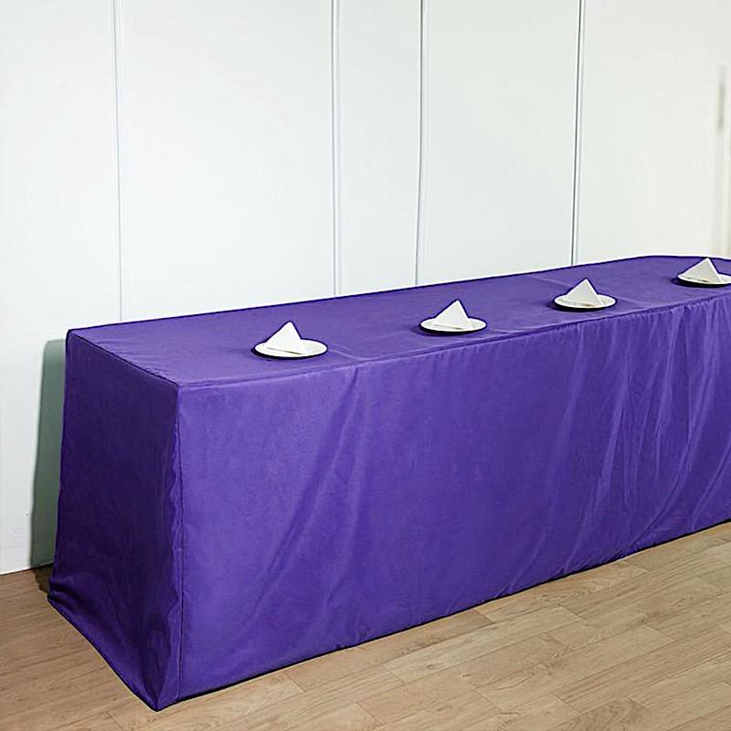 8 ft Fitted Polyester Tablecloth 96" x 30" x 30" - Purple TAB_FIT8_PURP