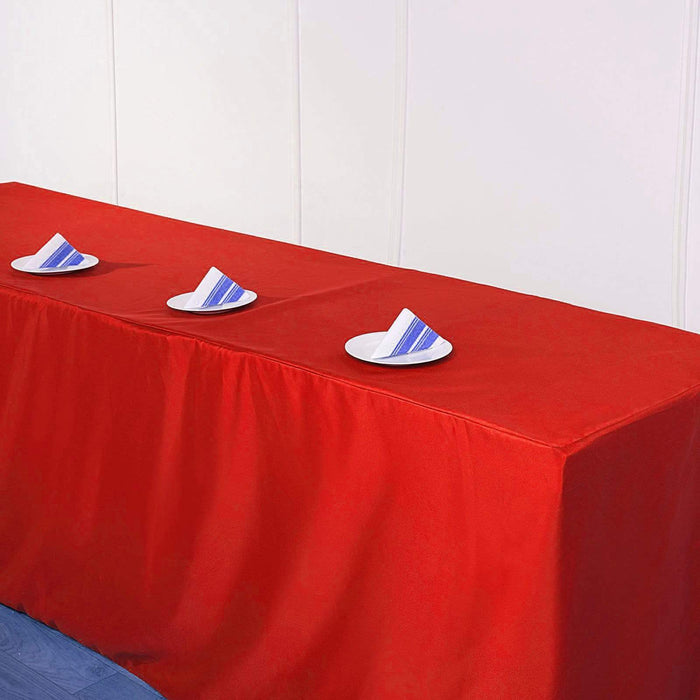 8 ft Fitted Polyester Tablecloth 96" x 30" x 30" - Red TAB_FIT8_RED