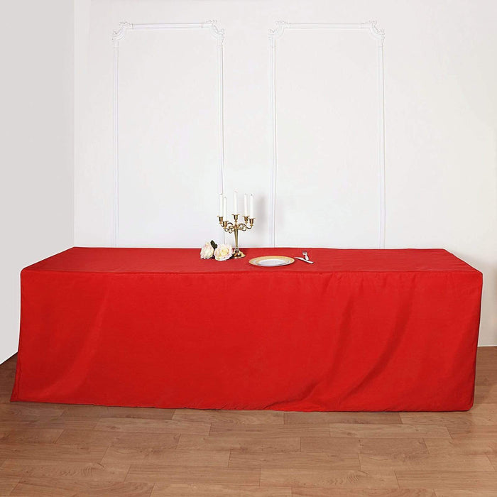 8 ft Fitted Polyester Tablecloth 96" x 30" x 30" - Red TAB_FIT8_RED