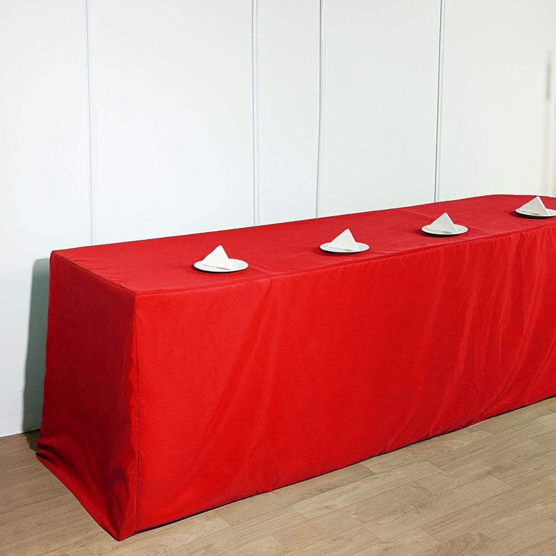 8 ft Fitted Polyester Tablecloth 96" x 30" x 30"