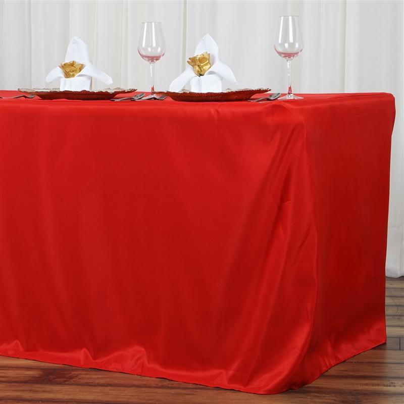 8 ft Fitted Polyester Tablecloth 96" x 30" x 30"