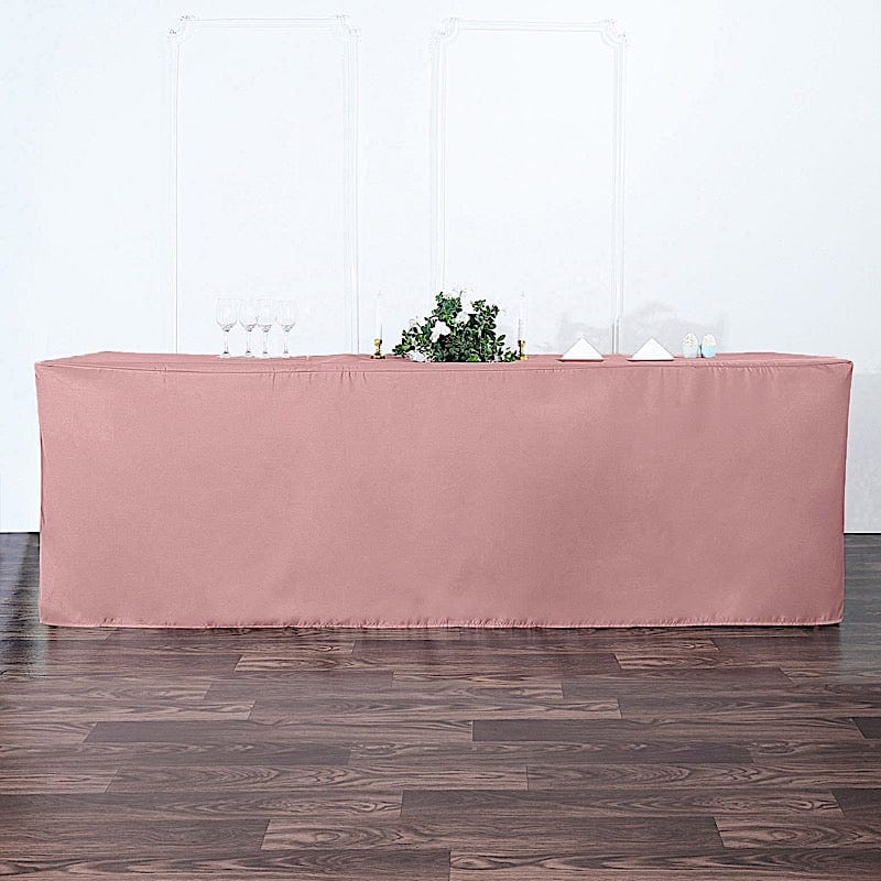 8 ft Fitted Polyester Tablecloth 96" x 30" x 30"
