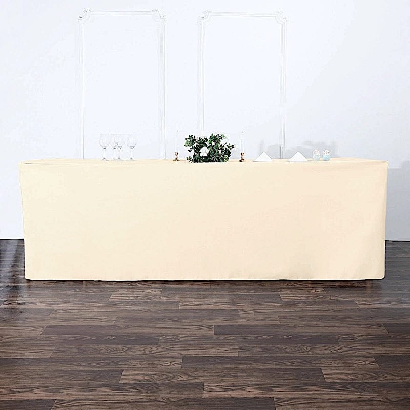 8 ft Fitted Polyester Tablecloth 96" x 30" x 30"