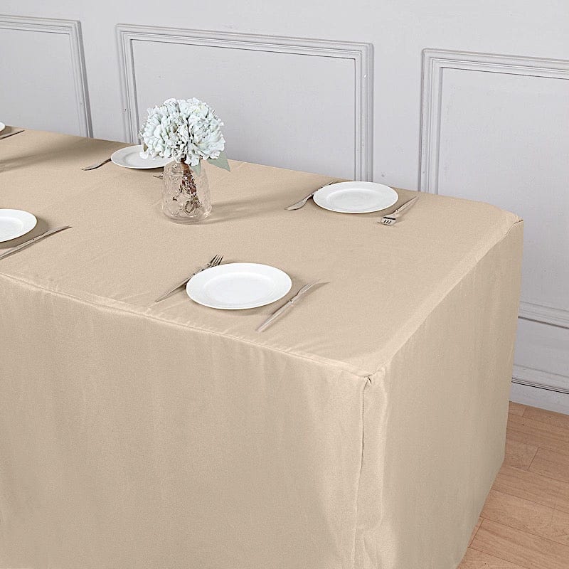 8 ft Fitted Polyester Tablecloth 96" x 30" x 30"
