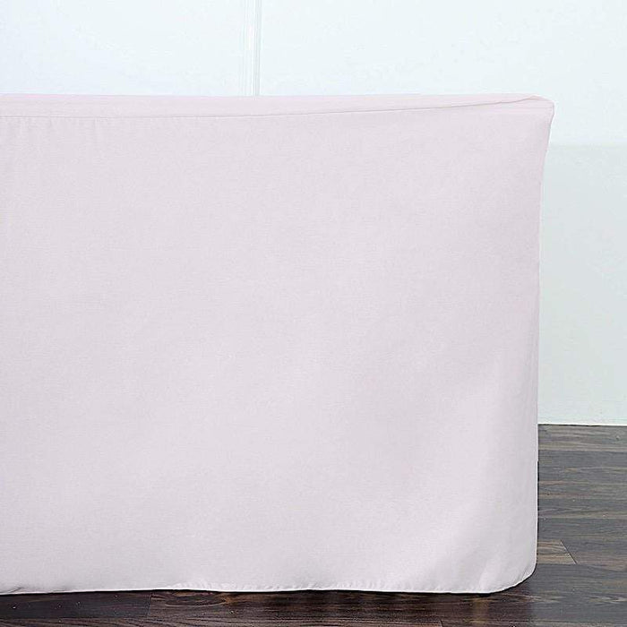 8 ft Fitted Polyester Tablecloth 96" x 30" x 30" - Blush TAB_FIT8_046