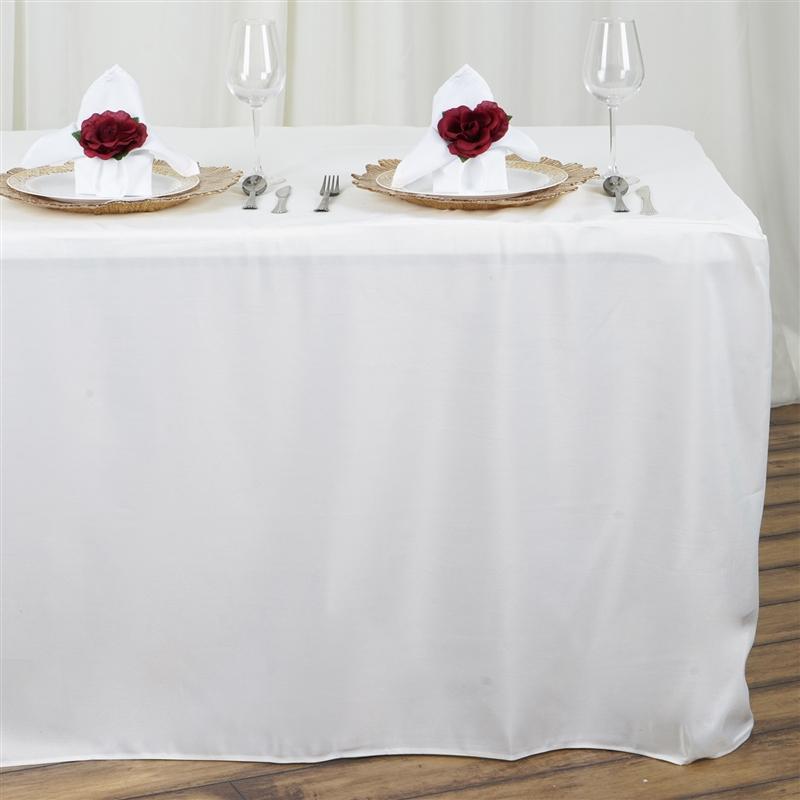 8 ft Fitted Polyester Tablecloth 96" x 30" x 30" - Ivory TAB_FIT8_IVR