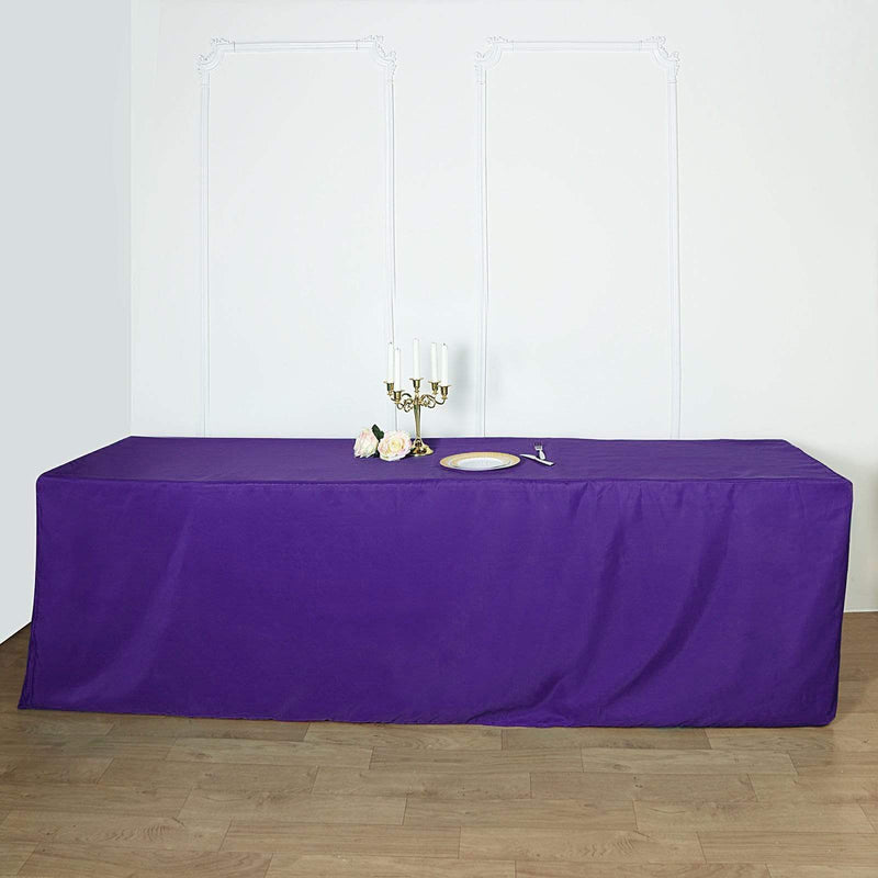 8 ft Fitted Polyester Tablecloth 96" x 30" x 30" - Purple TAB_FIT8_PURP