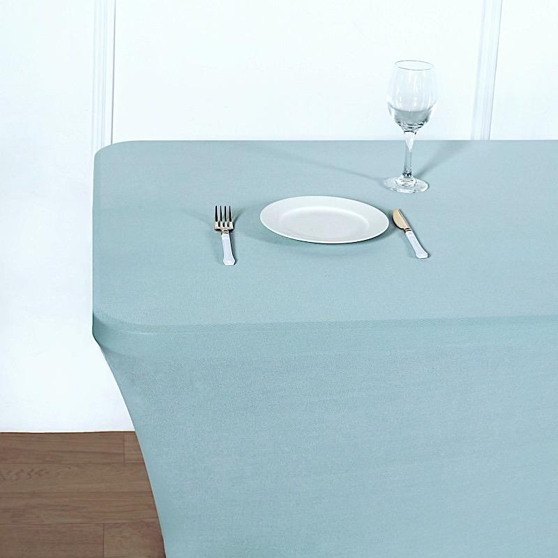8 ft Fitted Spandex Tablecloth 96" x 30" x 30" - Dusty Blue TAB_REC_SPX8FT_086