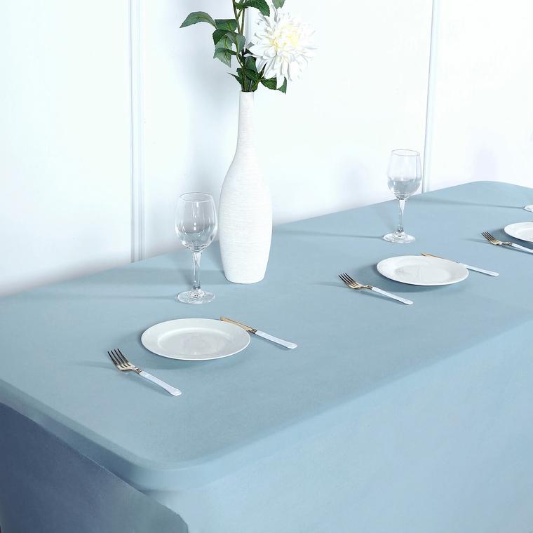 8 ft Fitted Spandex Tablecloth 96" x 30" x 30" - Dusty Blue TAB_REC_SPX8FT_086
