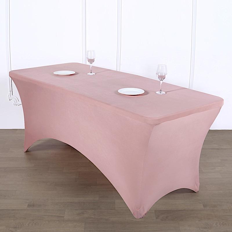 8 ft Fitted Spandex Tablecloth 96" x 30" x 30" - Dusty Rose TAB_REC_SPX8FT_080