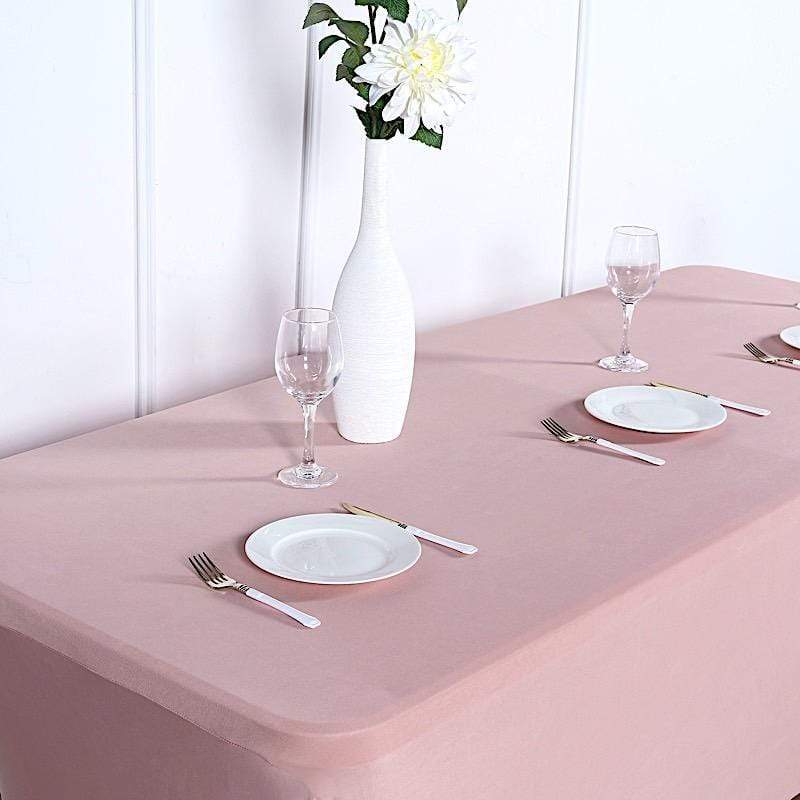 8 ft Fitted Spandex Tablecloth 96" x 30" x 30" - Dusty Rose TAB_REC_SPX8FT_080