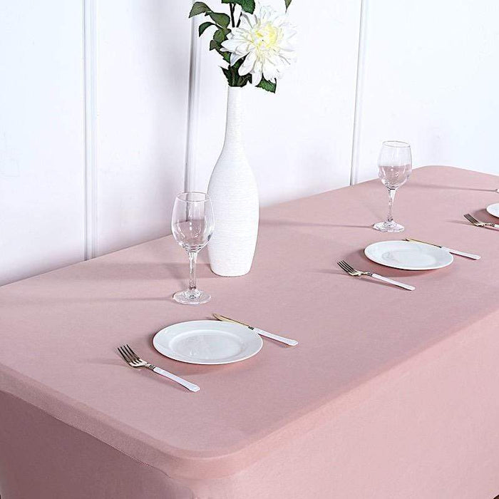 8 ft Fitted Spandex Tablecloth 96" x 30" x 30" - Dusty Rose TAB_REC_SPX8FT_080