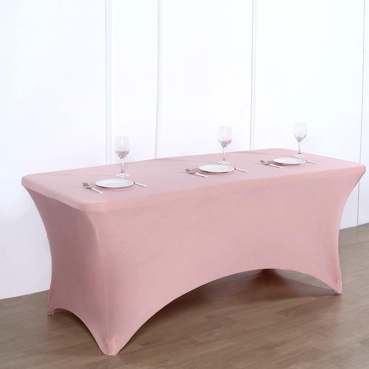 8 ft Fitted Spandex Tablecloth 96" x 30" x 30" - Dusty Rose TAB_REC_SPX8FT_080