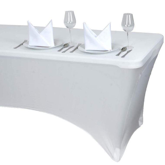 8 ft Fitted Spandex Tablecloth 96" x 30" x 30" - Ivory TAB_REC_SPX8FT_IVR