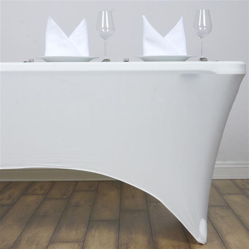8 ft Fitted Spandex Tablecloth 96" x 30" x 30" - Ivory TAB_REC_SPX8FT_IVR