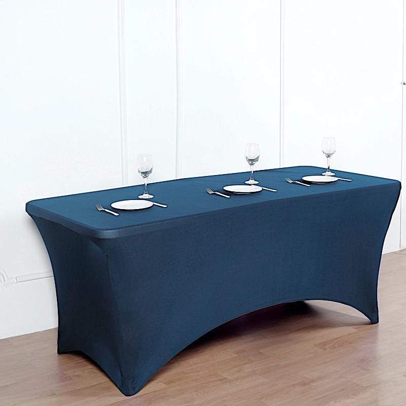 8 ft Fitted Spandex Tablecloth 96" x 30" x 30" - Navy Blue TAB_REC_SPX8FT_NAVY