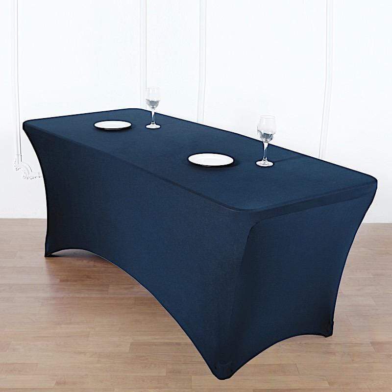 8 ft Fitted Spandex Tablecloth 96" x 30" x 30" - Navy Blue TAB_REC_SPX8FT_NAVY
