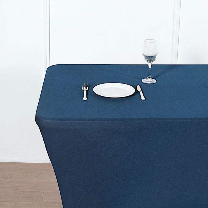 8 ft Fitted Spandex Tablecloth 96" x 30" x 30" - Navy Blue TAB_REC_SPX8FT_NAVY