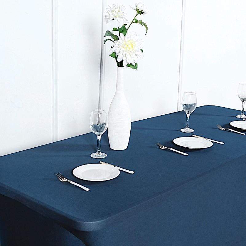 8 ft Fitted Spandex Tablecloth 96" x 30" x 30" - Navy Blue TAB_REC_SPX8FT_NAVY