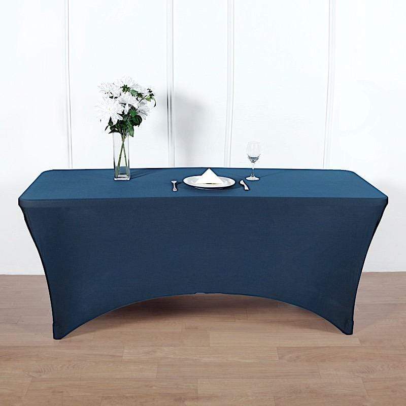 8 ft Fitted Spandex Tablecloth 96" x 30" x 30" - Navy Blue TAB_REC_SPX8FT_NAVY