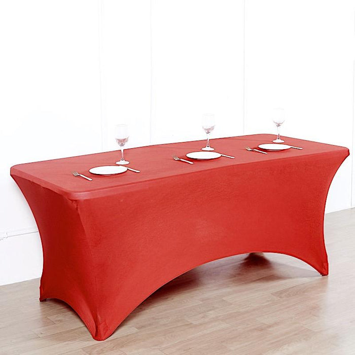 8 ft Fitted Spandex Tablecloth 96" x 30" x 30" - Red TAB_REC_SPX8FT_RED