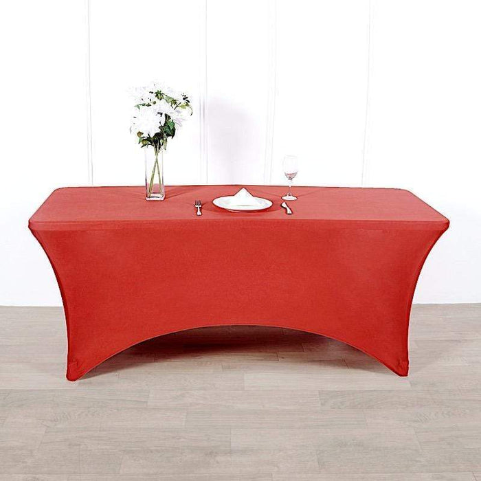 8 ft Fitted Spandex Tablecloth 96" x 30" x 30" - Red TAB_REC_SPX8FT_RED