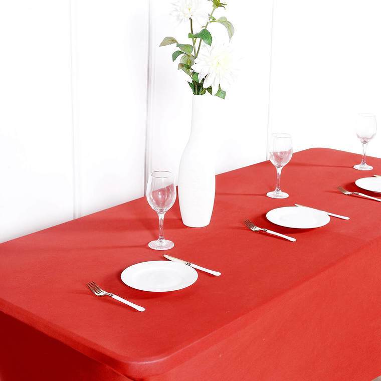 8 ft Fitted Spandex Tablecloth 96" x 30" x 30" - Red TAB_REC_SPX8FT_RED