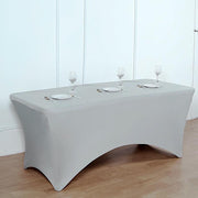 8 ft Fitted Spandex Tablecloth 96" x 30" x 30" - Silver TAB_REC_SPX8FT_SILV