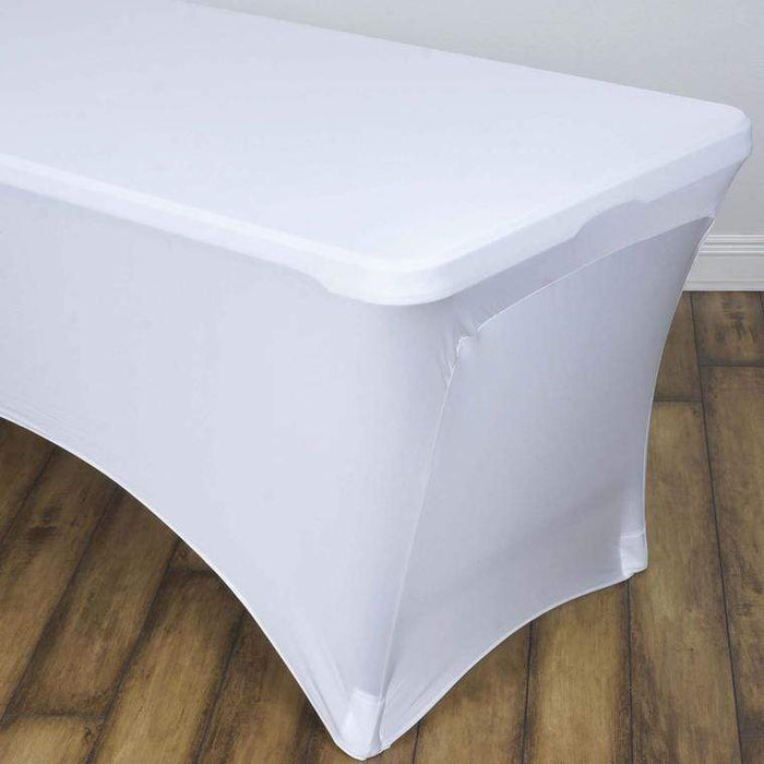 8 ft Fitted Spandex Tablecloth 96" x 30" x 30" - White TAB_REC_SPX8FT_WHT