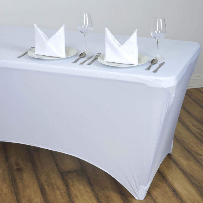 8 ft Fitted Spandex Tablecloth 96" x 30" x 30" - White TAB_REC_SPX8FT_WHT