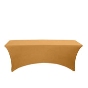 8 ft Fitted Spandex Tablecloth 96" x 30" x 30" - Gold TAB_REC_SPX8FT_GOLD