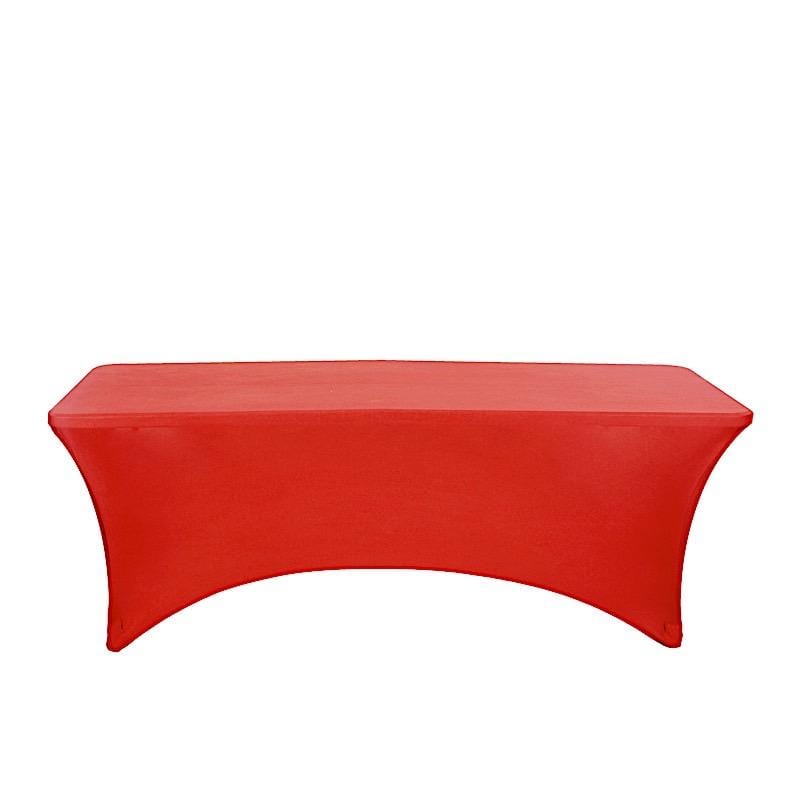 8 ft Fitted Spandex Tablecloth 96" x 30" x 30" - Red TAB_REC_SPX8FT_RED