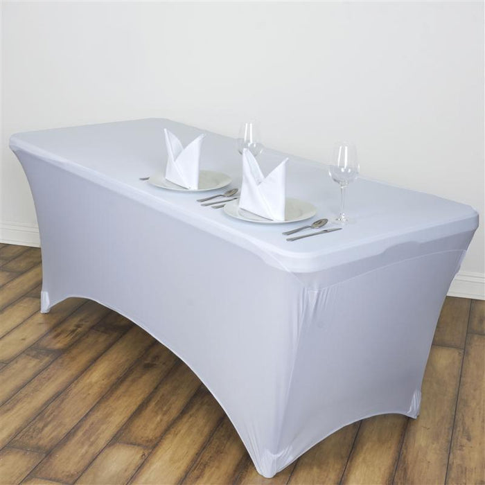 8 ft Fitted Spandex Tablecloth 96" x 30" x 30" TAB_REC_SPX8FT_WHT