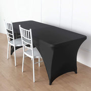 8 ft Fitted Spandex Tablecloth Open Back Rectangular Table Cover - Black TAB_REC_SPX8FT_OPN_BLK