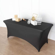 8 ft Fitted Spandex Tablecloth Open Back Rectangular Table Cover - Black TAB_REC_SPX8FT_OPN_BLK