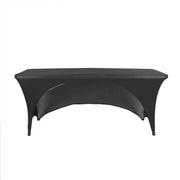 8 ft Fitted Spandex Tablecloth Open Back Rectangular Table Cover - Black TAB_REC_SPX8FT_OPN_BLK