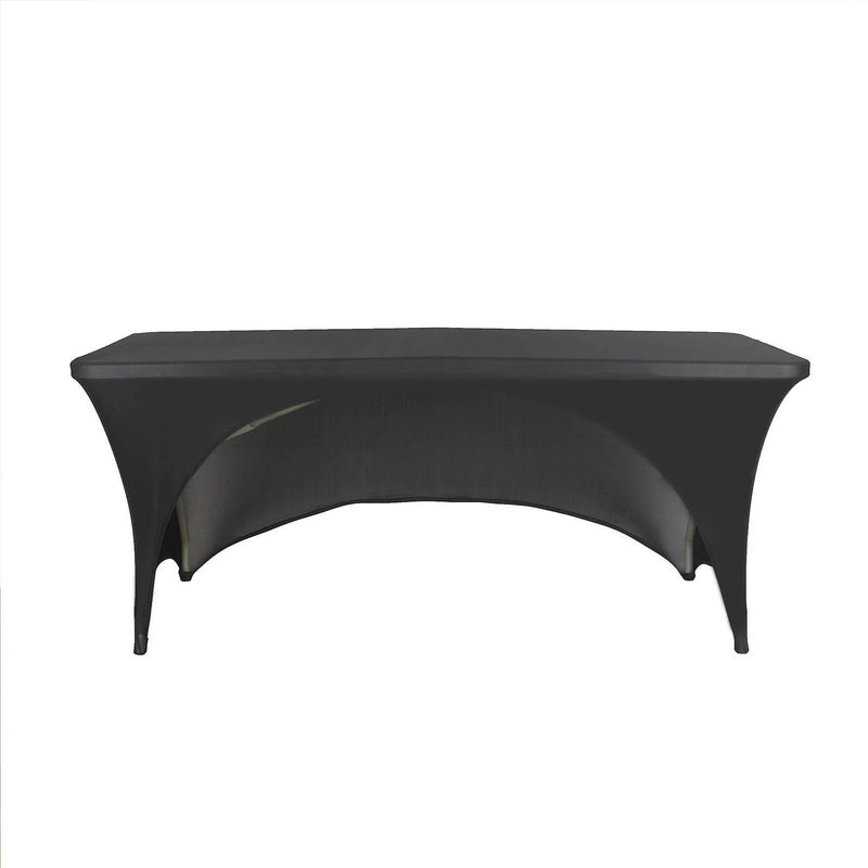 8 ft Fitted Spandex Tablecloth Open Back Rectangular Table Cover - Black TAB_REC_SPX8FT_OPN_BLK