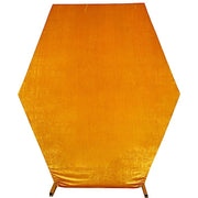 8 ft Fitted Velvet Hexagon Backdrop Stand Cover Wedding Decorations BKDP_STNDHEX1_VEL_GOLD