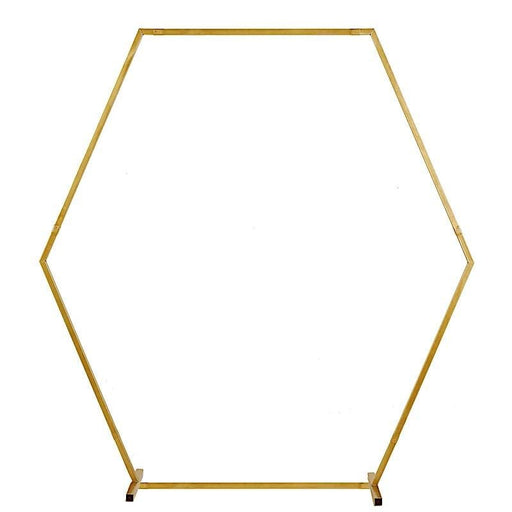 8 ft Hexagon Metal Wedding Arch Backdrop Stand - Gold BKDP_STNDHEX1_GOLD