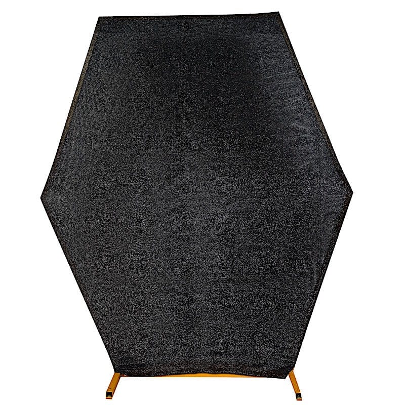 8 ft Metallic Spandex Hexagon Backdrop Stand Cover Wedding Decorations BKDP_STNDHEX1_23_BLK