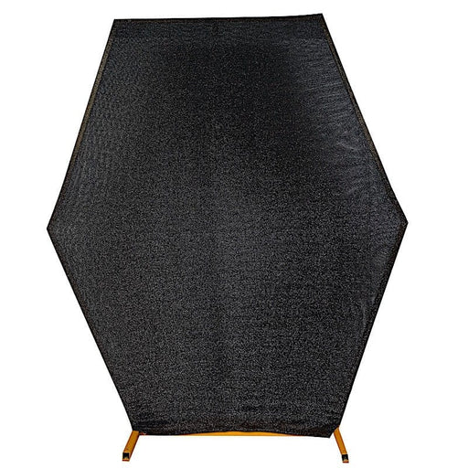 8 ft Metallic Spandex Hexagon Backdrop Stand Cover Wedding Decorations BKDP_STNDHEX1_23_BLK