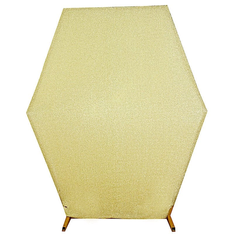 8 ft Metallic Spandex Hexagon Backdrop Stand Cover Wedding Decorations BKDP_STNDHEX1_23_CHMP