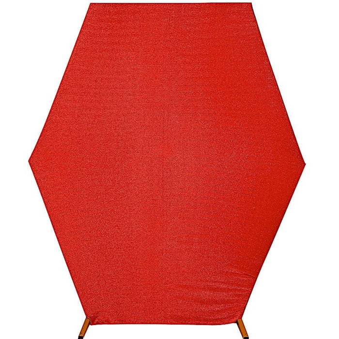 8 ft Metallic Spandex Hexagon Backdrop Stand Cover Wedding Decorations BKDP_STNDHEX1_23_RED